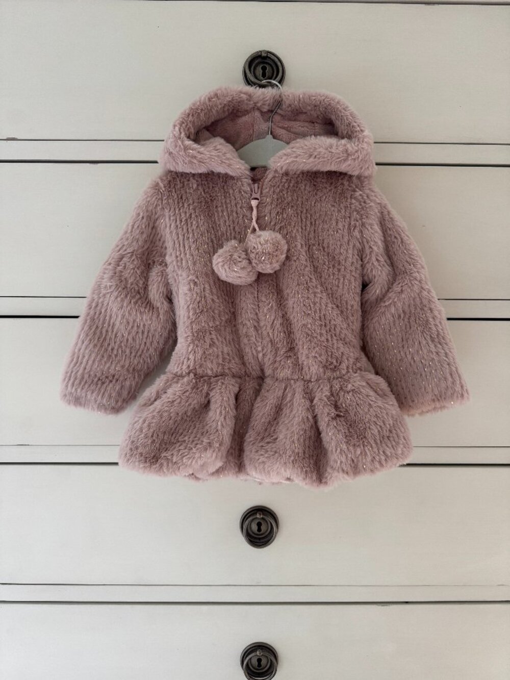 NWOT American Widgeon Faux Fur Coat Toddler Pink Blush, sz 2T
